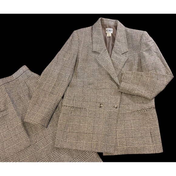 Koret Wool Blend 2 Piece Skirt Suit Vintage Womens Size 10 - 12 Gray Plaid - Picture 13 of 14